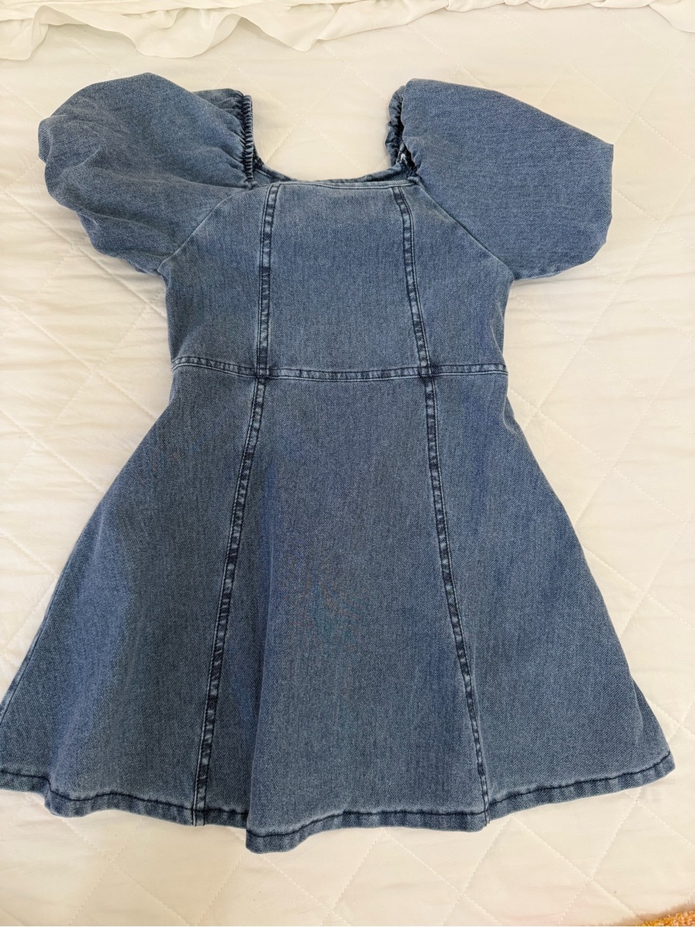 H&M Denim Puff-Sleeve Dress in Blue
